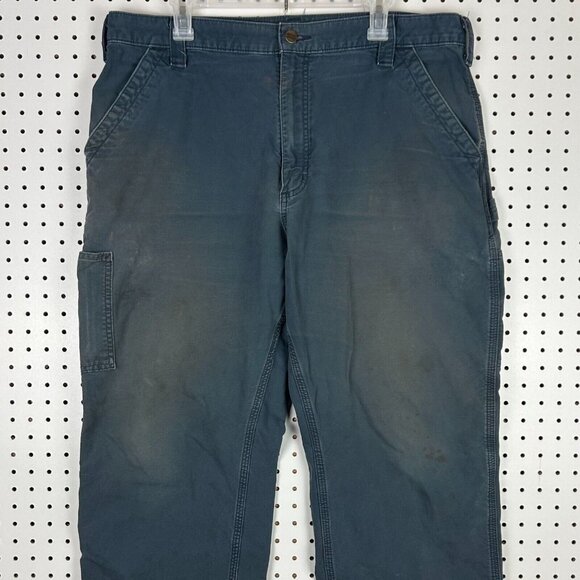 Carhartt Carpenter Navy Blue Faded Work Pants‎ Size 40x30 Grunge Wide Leg Loose - Picture 4 of 7